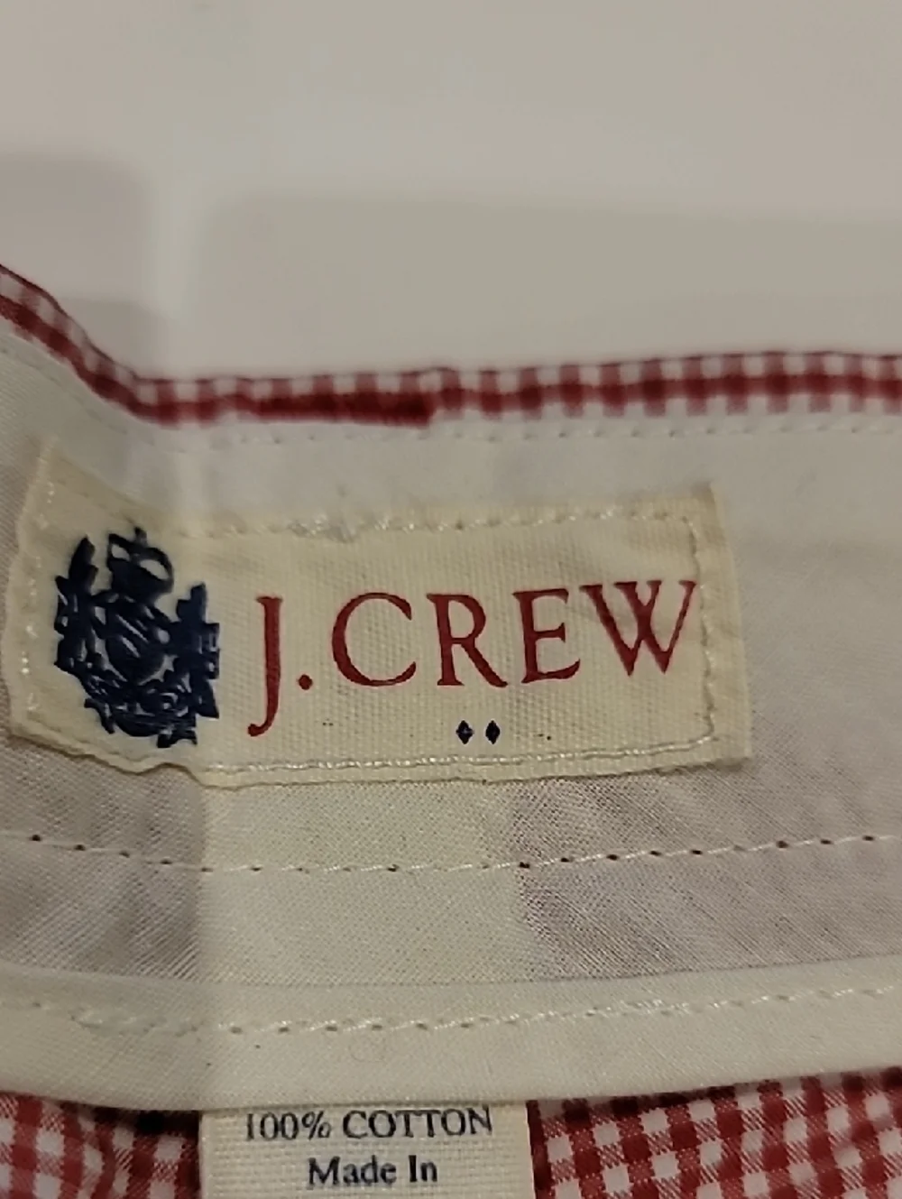 J. Crew Men's Red Micro-Check Flat Front Shorts 38 All Cotton